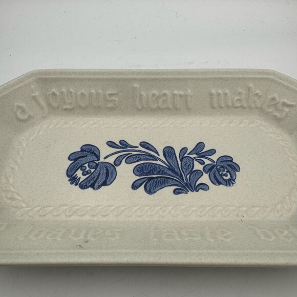 Pfaltzgraff A Joyous Heart Tray Blue Floral Stoneware 13x6 Vintage USA - Picture 3 of 9